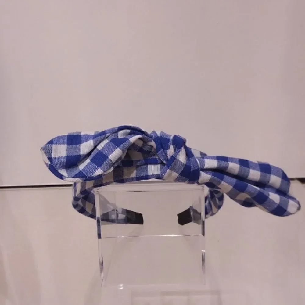Darke blue gingham alice band with bow